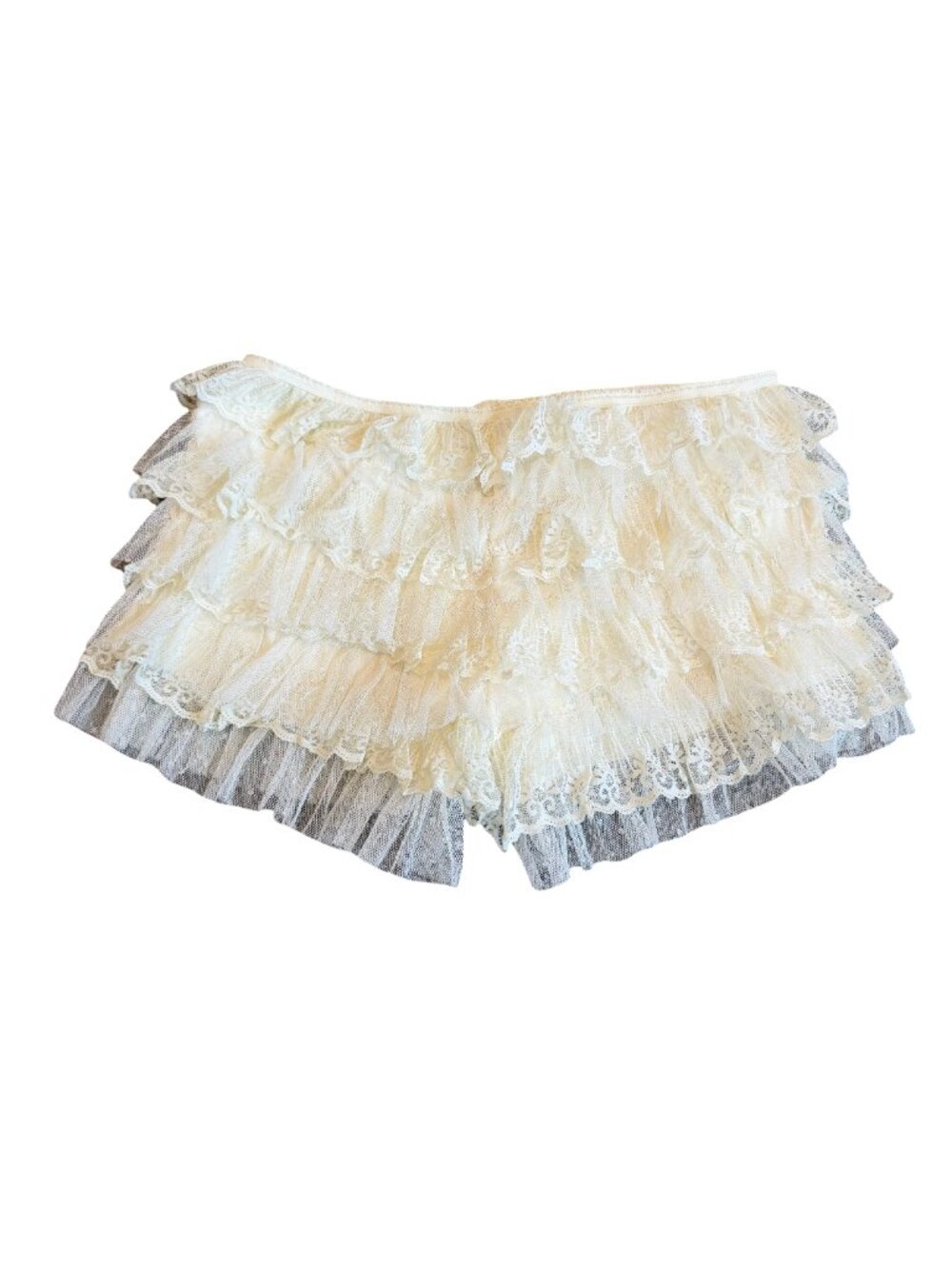 Jaded London Tiered Ruffle Lace Shorts Ivory Sheer Size Small Women's NWT - Picture 7 of 14